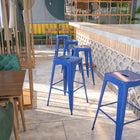 Flash Furniture 30" High Backless Blue Metal Indoor-Outdoor Barstool with Square Seat-Backless Design