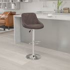 Flash Furniture – Tabouret de bar ajustable à siège baquet en vinyle brun et à pied chromé (CH82028ABRN)-Taille du siège: 14,5 po de largeur