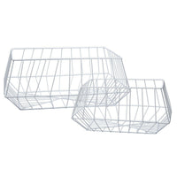 CTG – Panier de rangement trapézoïde en fil de fer, blanc-Grand : 16 long. x 6,75 haut. x 8,75 larg. (po) / Petit : 12,75 long. x 5,5 haut. x 7 larg. (po)