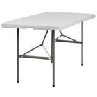 Flash Furniture 30"W x 60"L Bi-Fold Granite Plastic Folding Table - White-Ready To Use Commercial Table