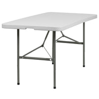 Flash Furniture 30"W x 60"L Bi-Fold Granite Plastic Folding Table - White-Ready To Use Commercial Table