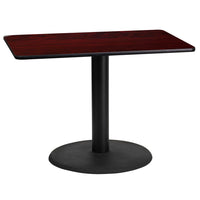 Flash Furniture 24'' x 42'' Rectangular Laminate Table Top, Mahogany with 24'' Round Table-Height Base (XUMA2442TR24)-Hospitality Table