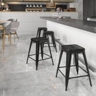 Flash Furniture 24" High Backless Black Metal Indoor-Outdoor Counter Height Stool with Square Seat-Backless Design