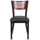 Flash Furniture HERCULES Series Black Slat Back Metal Restaurant Chair - Mahogany Wood Back, Black Vinyl Seat - 2 Pack-Set of 2 Metal Dining Chairs