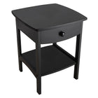Winsome Curved End/Night Table With Drawers, Black-Elegantly simple, this night stand has room for all the necessary nighttime accessories. Its curved, smooth design blends well with any style of bedroom d&eacute;cor.  Assembly Required.