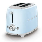 SMEG - TSF01PBUS Toaster 2 Tranches Années 50 - Bleau Azur -Bouton chromé rétro éclairé avec 4 fonctions: réchauffer, dégivrer, annuler, Bagel