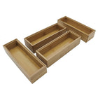 Cathay Importers Bamboo Stackable Rect Organizer 9"W x 3"D x 2"H - Natural - 4 Pack-Carbonized bamboo, smooth finish