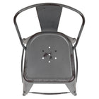 Flash Furniture Commercial Grade 24" High Distressed Silver Grey Metal Indoor-Outdoor Counter Height Stool with Back-Distressed Silver Powder Coated Frame Finish