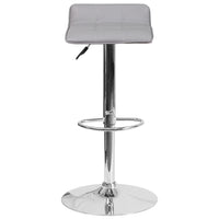 Flash Furniture Contemporary Vinyl Adjustable Height Barstool with Quilted Wave Seat and Chrome Base - Grey - 2 Pack-Low Back Design