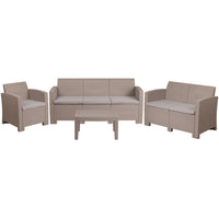 Flash Furniture 4 Piece Outdoor Rattan Set, Light Grey (DADSF123TCRC)-Contemporary Outdoor Seating Set