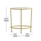 Flash Furniture Astoria Collection Glass End Table with Matte Gold Frame-Matte Gold Powder Coated Frame Finish