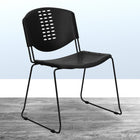 Flash Furniture HERCULES Series Plastic Stack Chair with Black Frame - Black-Black Powder Coated Sled Base Frame with Plastic Glides