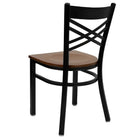 Flash Furniture HERCULES Series Black "X" Back Metal Restaurant Chair - Cherry Wood Seat-Cherry Finished Wood Seat