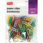 Staples Standard Vinyl-Coated Paper Clips - Assorted Colours - 100 Pack-Vinyl clips slide easily