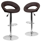 Flash Furniture 21 1/2" x 21 1/2" Vinyl Round Back Adjustable Bar Stool W/Chrome Base, Brown, 2 Pack-Set of 2 Contemporary Style Stools
