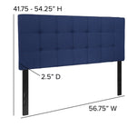 Flash Furniture Bedford Tufted Upholstered Full Size Headboard - Navy Fabric-Black Metal Stands with Adjustable Bed Rail Slots