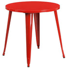 30'' Round Red Metal Indoor-Outdoor Table Set with 2 Cafe Chairs [CH-51090TH-2-18CAFE-RED-GG]-Red Powder Coat Finish
