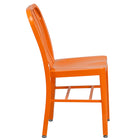 Flash Furniture Commercial Grade Orange Metal Indoor-Outdoor Chairs-Curved Vertical Slat Back