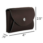JAM Paper Leather Business Card Case, Round Flap, Dark Brown, 5 Pack (2233317454g)-Portfolio closure: Snap