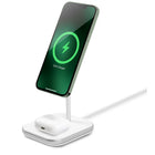 LOGiiX Stance 2-in-1 Mag - White-Wireless charging base for AirPods or other Qi-enabled devices