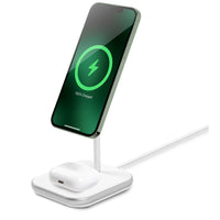 LOGiiX Stance 2-in-1 Mag - White-Wireless charging base for AirPods or other Qi-enabled devices
