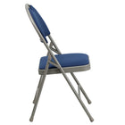 Flash Furniture HERCULES Series Ultra-Premium Triple Braced Navy Fabric Metal Folding Chair with Easy-Carry Handle-1'' Thick Foam Padded Seat