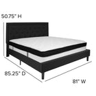 Flash Furniture Roxbury King Size Tufted Upholstered Platform Bed in Black Fabric with Memory Foam Mattress-Black Fabric Upholstery