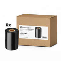 IntekView Thermal Transfer Ribbon Wax - 4.02" x 1476' - Core 1" - 6 Pack-Premium quality, sharp and precise prints