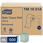 Tork Universal 2-Ply Bath Tissue Roll - White - 48 Pack-Embossed rolls enhance bulk and softness