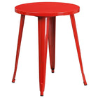 24'' Round Red Metal Indoor-Outdoor Table Set with 2 Arm Chairs (CH-51080TH-2-18ARM-RED-GG)-Metal