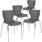 Flash Furniture Lowell Contemporary Design Grey Plastic Stack Chair-Stack Quantity: 5