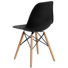 Flash Furniture Elon Series Black Plastic Chair with Wooden Legs - 2 Pack-Back Width: 11-16"