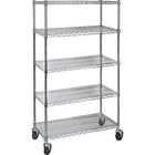 Kleton Wire Shelf Cart, Chrome Plated, 60" x 92" x 24", 800 Lbs. Capacity-Capacity: 800 lbs.