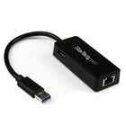 Startech USB 3.0 to Gigabit Ethernet Adapter NIC with USB-Port, Black-Full Gigabit bandwidth support through a USB 3.0 host connection