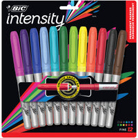 BIC Intensity Permanent Markers - Fine Tip - Assorted - 12 Pack-Won’t dry out when the cap is left off for 2 weeks