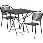 Flash Furniture 28" Square Black Curved Back Fold Patio Set, 2 Chairs (CO28SQF03CHR2BK)-28" Square Indoor-Outdoor Steel Folding Patio Table Set with 2 Round Back Chairs