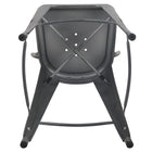 Flash Furniture Commercial Grade 24" High Distressed Silver Grey Metal Indoor-Outdoor Counter Height Stool with Back-Floor Protector Rubber Glides