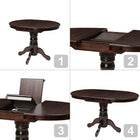CorLiving Dillon Extendable Wood Pedestal Dining Table, Cappuccino (DSH-490-T)-Cappuccino stained solid wood finish