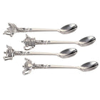 Elegance Set of 4 Silver Plated Teapot Spoons with Crystal-Crafted of silver plated material