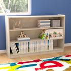 Flash Furniture Bright Beginnings Commercial Grade Extra Wide 3 Shelf Wooden Classroom Open Storage, Safe, Kid Friendly -Natural-Natural Finish Engineered Birch Plywood