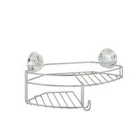 Twist 'N Lock Plus Combo Basket, Chrome-Convenient storage for bottles, a bar of soap and has integrated hooks to hang shower puffs or razors