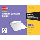 Staples White QuickStrip Invitation Envelopes - 100 Pack-100/Box