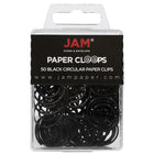 JAM Paper Circular Coloured Papercloops, Black Round Paper Clips, 5 Packs of 50, 250 Total (2187133g)-Black