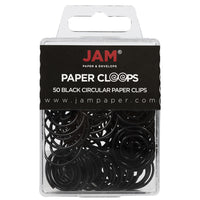 JAM Paper Circular Coloured Papercloops, Black Round Paper Clips, 5 Packs of 50, 250 Total (2187133g)-Black