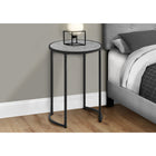 Monarch Specialties 2206 Accent Table - 24"H/Grey Stone-Look/Black Metal-Features an 18.25-inch round tabletop in a textured, grey stone-look finish and metal legs in a black finish