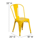 Flash Furniture Commercial Grade Metal Indoor-Outdoor Stackable Chair - Yellow-Floor Protector Plastic Glides