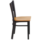 Flash Furniture – Chaise de restaurant en métal à dossier ajouré, noir, siège en bois naturel (XUDG6099COFNATW)-Conception à dossier avec motif de tasse de café