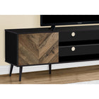 Monarch Specialties 2781 Tv Stand - 72"L/Black With 2 Wood-Look Doors-The 2 closed storage cabinets have a discreet push latch mechanism to open and close for easy access to stored media and gaming accessories