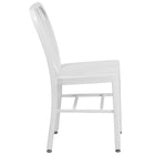 Flash Furniture Commercial Grade Metal Indoor-Outdoor Chair - White-Curved Vertical Slat Back