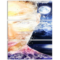 Designart Moonlight in Her Eyes Street Art Canvas Artwork, (PT3611-3P)-Print